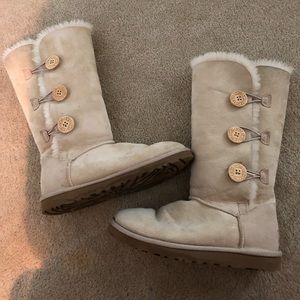 Tall sand color bailey button uggs